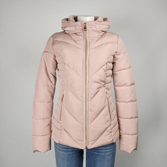Guess Pink Hooded Puffer Jacket Size S - Picture 1 of 10
